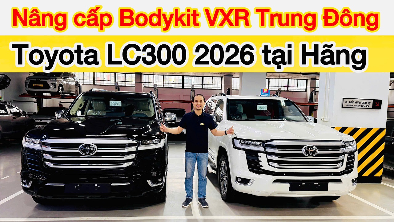 Nâng cấp Toyota Land Cruiser LC300 2026 lên Full Bodykit VXR Trung Đông, Màu Trắng Kem, Lò xo, Đèn, còi
